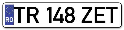 Placuta inmatriculare numar auto  TR-148-ZET, TR 148 ZET, TR148ZET