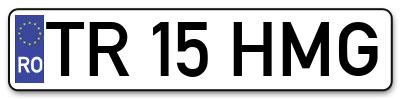 Placuta inmatriculare numar auto  TR-15-HMG, TR 15 HMG, TR15HMG