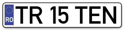 Placuta inmatriculare numar auto  TR-15-TEN, TR 15 TEN, TR15TEN