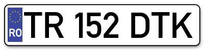 Placuta inmatriculare numar auto  TR-152-DTK, TR 152 DTK, TR152DTK