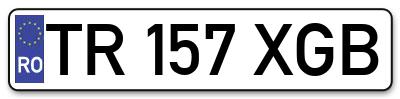Placuta inmatriculare numar auto  TR-157-XGB, TR 157 XGB, TR157XGB
