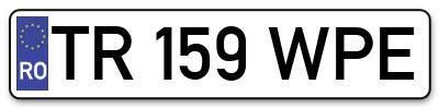 Placuta inmatriculare numar auto  TR-159-WPE, TR 159 WPE, TR159WPE