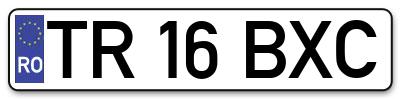 Placuta inmatriculare numar auto  TR-16-BXC, TR 16 BXC, TR16BXC