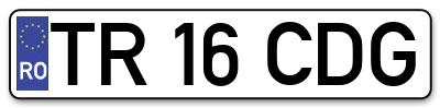 Placuta inmatriculare numar auto  TR-16-CDG, TR 16 CDG, TR16CDG