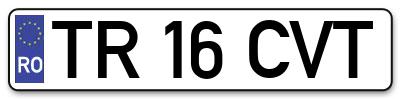 Placuta inmatriculare numar auto  TR-16-CVT, TR 16 CVT, TR16CVT