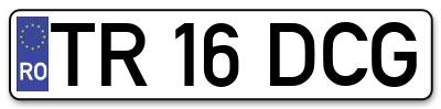 Placuta inmatriculare numar auto  TR-16-DCG, TR 16 DCG, TR16DCG