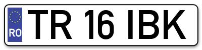 Placuta inmatriculare numar auto  TR-16-IBK, TR 16 IBK, TR16IBK