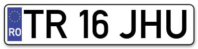 Placuta inmatriculare numar auto  TR-16-JHU, TR 16 JHU, TR16JHU