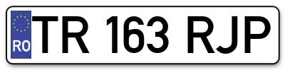 Placuta inmatriculare numar auto  TR-163-RJP, TR 163 RJP, TR163RJP