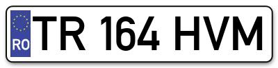 Placuta inmatriculare numar auto  TR-164-HVM, TR 164 HVM, TR164HVM