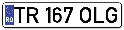 Placuta inmatriculare numar auto  TR-167-OLG, TR 167 OLG, TR167OLG