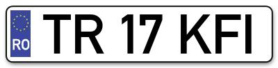 Placuta inmatriculare numar auto  TR-17-KFI, TR 17 KFI, TR17KFI