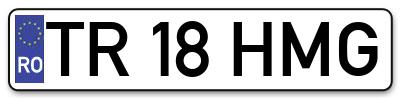 Placuta inmatriculare numar auto  TR-18-HMG, TR 18 HMG, TR18HMG