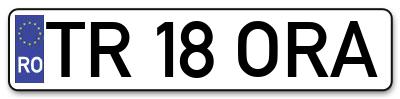 Placuta inmatriculare numar auto  TR-18-ORA, TR 18 ORA, TR18ORA