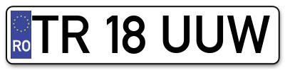 Placuta inmatriculare numar auto  TR-18-UUW, TR 18 UUW, TR18UUW