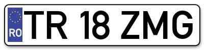 Placuta inmatriculare numar auto  TR-18-ZMG, TR 18 ZMG, TR18ZMG