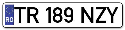 Placuta inmatriculare numar auto  TR-189-NZY, TR 189 NZY, TR189NZY