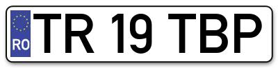 Placuta inmatriculare numar auto  TR-19-TBP, TR 19 TBP, TR19TBP
