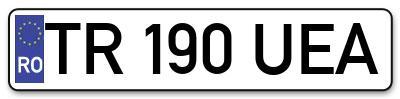 Placuta inmatriculare numar auto  TR-190-UEA, TR 190 UEA, TR190UEA