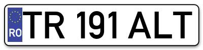 Placuta inmatriculare numar auto  TR-191-ALT, TR 191 ALT, TR191ALT