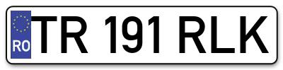 Placuta inmatriculare numar auto  TR-191-RLK, TR 191 RLK, TR191RLK