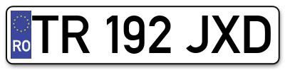 Placuta inmatriculare numar auto  TR-192-JXD, TR 192 JXD, TR192JXD