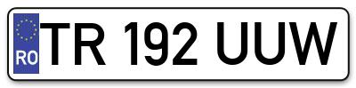 Placuta inmatriculare numar auto  TR-192-UUW, TR 192 UUW, TR192UUW