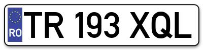 Placuta inmatriculare numar auto  TR-193-XQL, TR 193 XQL, TR193XQL