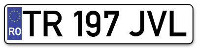 Placuta inmatriculare numar auto  TR-197-JVL, TR 197 JVL, TR197JVL