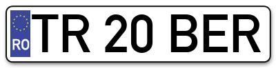 Placuta inmatriculare numar auto  TR-20-BER, TR 20 BER, TR20BER