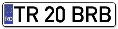 Placuta inmatriculare numar auto  TR-20-BRB, TR 20 BRB, TR20BRB