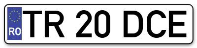 Placuta inmatriculare numar auto  TR-20-DCE, TR 20 DCE, TR20DCE