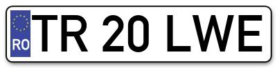 Placuta inmatriculare numar auto  TR-20-LWE, TR 20 LWE, TR20LWE