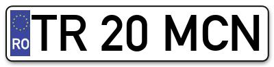 Placuta inmatriculare numar auto  TR-20-MCN, TR 20 MCN, TR20MCN