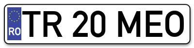 Placuta inmatriculare numar auto  TR-20-MEO, TR 20 MEO, TR20MEO