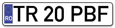 Placuta inmatriculare numar auto  TR-20-PBF, TR 20 PBF, TR20PBF