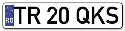 Placuta inmatriculare numar auto  TR-20-QKS, TR 20 QKS, TR20QKS