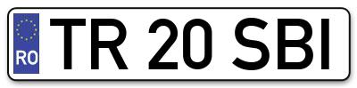 Placuta inmatriculare numar auto  TR-20-SBI, TR 20 SBI, TR20SBI