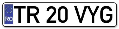 Placuta inmatriculare numar auto  TR-20-VYG, TR 20 VYG, TR20VYG