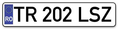 Placuta inmatriculare numar auto  TR-202-LSZ, TR 202 LSZ, TR202LSZ