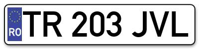 Placuta inmatriculare numar auto  TR-203-JVL, TR 203 JVL, TR203JVL