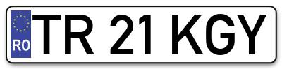 Placuta inmatriculare numar auto  TR-21-KGY, TR 21 KGY, TR21KGY