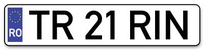 Placuta inmatriculare numar auto  TR-21-RIN, TR 21 RIN, TR21RIN