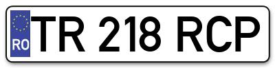 Placuta inmatriculare numar auto  TR-218-RCP, TR 218 RCP, TR218RCP