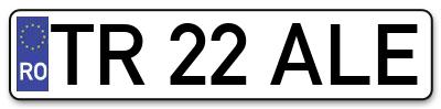 Placuta inmatriculare numar auto  TR-22-ALE, TR 22 ALE, TR22ALE