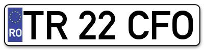 Placuta inmatriculare numar auto  TR-22-CFO, TR 22 CFO, TR22CFO