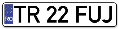 Placuta inmatriculare numar auto  TR-22-FUJ, TR 22 FUJ, TR22FUJ