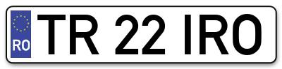 Placuta inmatriculare numar auto  TR-22-IRO, TR 22 IRO, TR22IRO