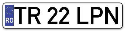 Placuta inmatriculare numar auto  TR-22-LPN, TR 22 LPN, TR22LPN