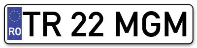 Placuta inmatriculare numar auto  TR-22-MGM, TR 22 MGM, TR22MGM